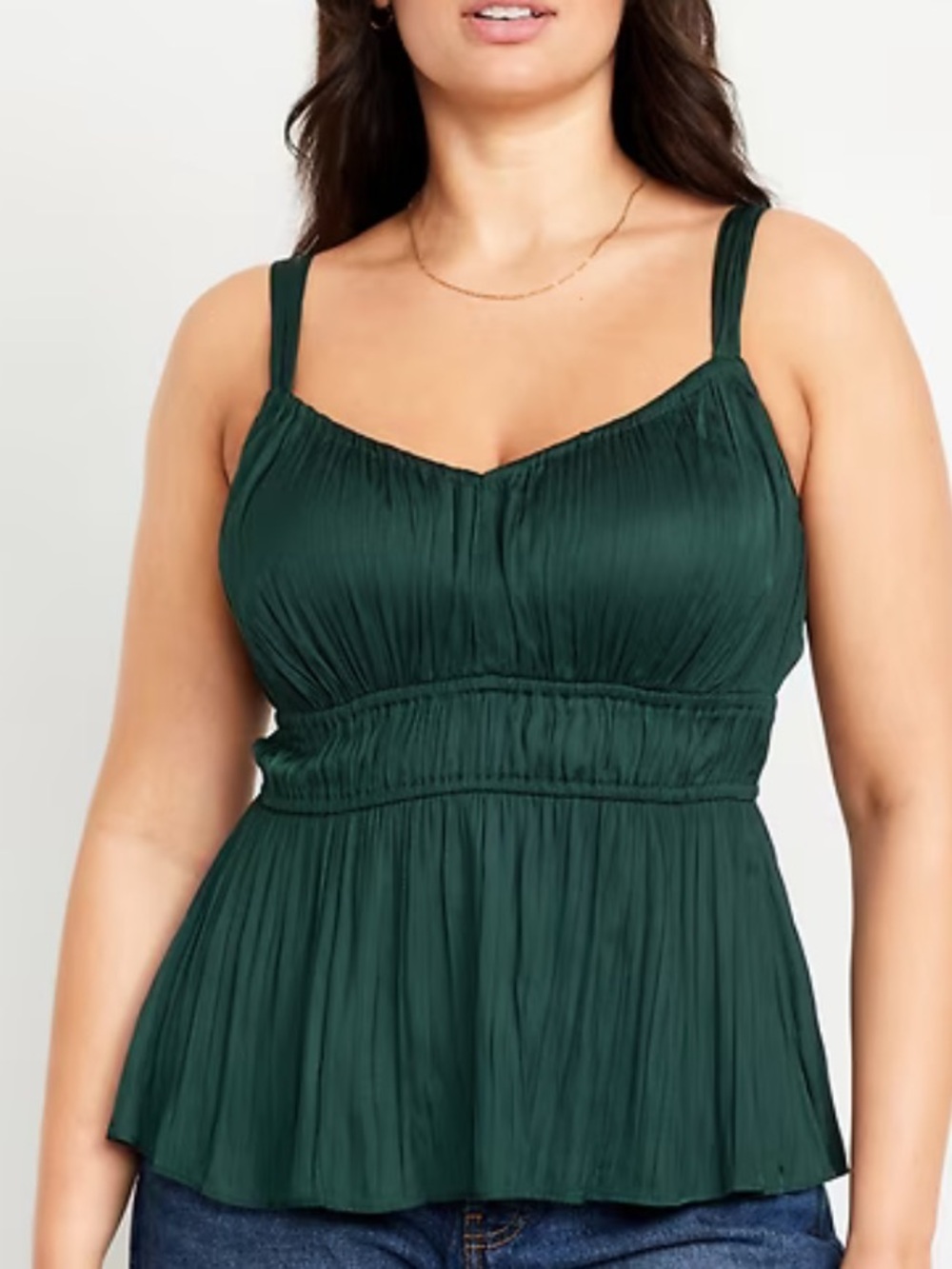 Old Navy Dark Green Satin Peplum Camisole